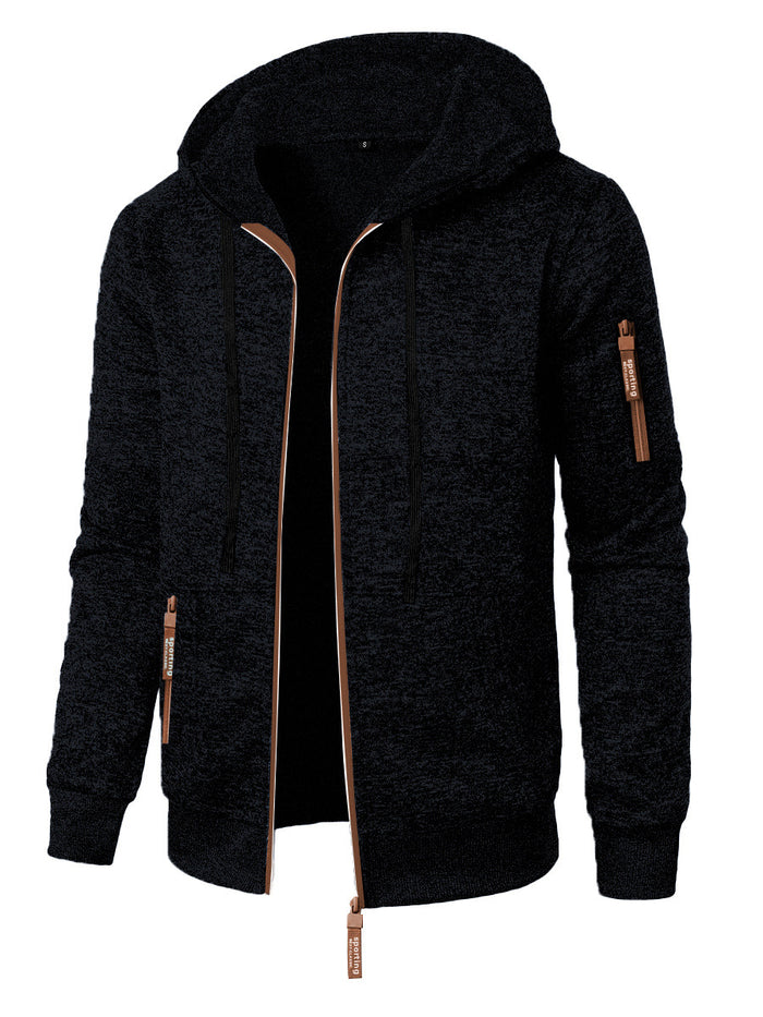 Fitness And Casual Jacquard Hoodie Cardigan With Hood