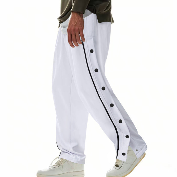 Cross-border Men's Drawstring Button-up Pants, European Size, Foreign Trade, Amazon, Spring And Autumn, Solid Color, Casual, Loose, Straight-leg Sports Sweatpants