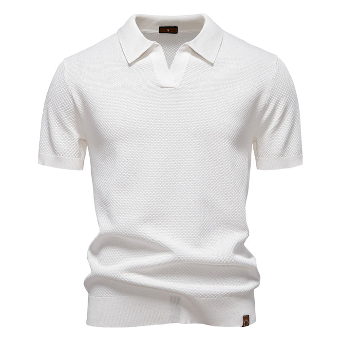 2026Summer High Quality European Size Pineapple Wool Polo Shirt Men's Business Seagull Collar Men's Short Sleeve Sweater Polo