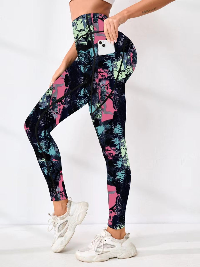 Cross-Border Yoga Pants Hot-Selling High-Waisted Leggings Fitness European And American Digital Print Butt-Lifting Slim-Fit Outdoor Sports Pants For Women