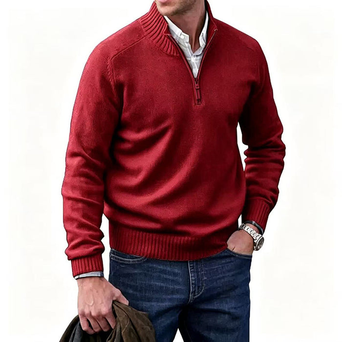 Cross Border Autumn And Winter European And American New Multi Colored Popular Men's Sweater Stand Up Collar Base Woolen Sweater Men's Warm Sweater