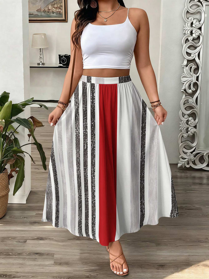 Women's Casual Skirt With Abstract Streamlined Geometric 3D Print