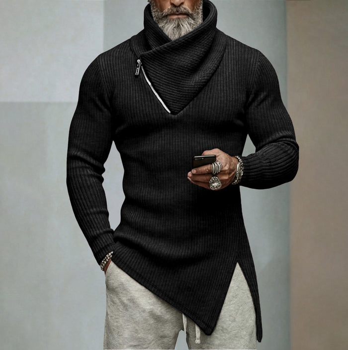 Amazon Men Knitwear, Solid-color Long-sleeve Split T-shirt Sweater, Fitness And Sports, European Sizes, Autumn Winter.