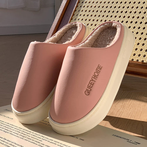 Warm Plush Slippers Waterproof And Non-slip Cotton Slippers For Home Use