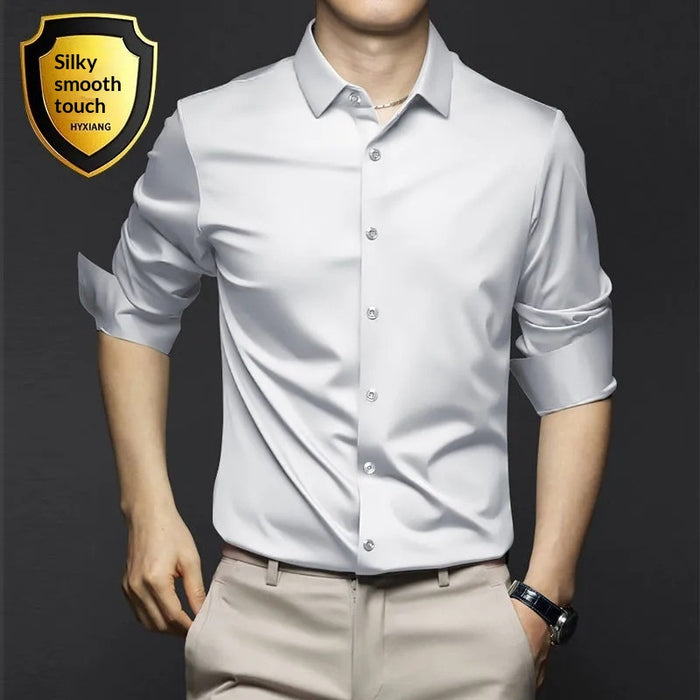 Men's Casual Solid-color Satin Shirt