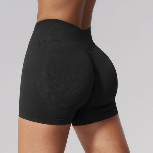 Butt-lifting Tummy-control High-waist Ribbed Yoga Shorts