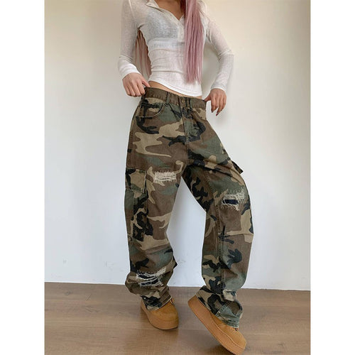 Ripped Patchwork Loose-fitting Versatile Casual Pants