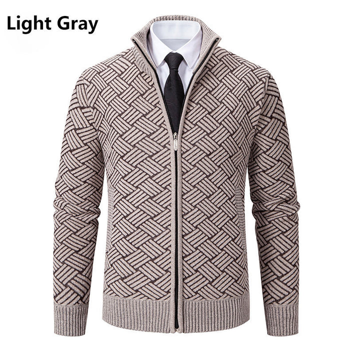 Men's Casual Stand-collar Knit Cardigan Jacket