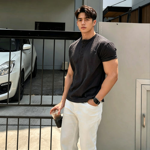 Distressed-style Mens Short-sleeve American T-shirt