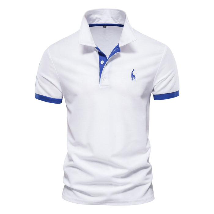 Cross-border Explosions Men's Deer Embroidery Polo Shirt Short Sleeve Zhu Di Mesh Lapel Men's T-shirt Wholesale