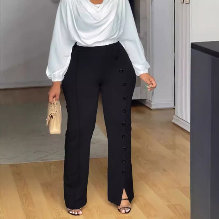 Fashionable High-waisted Solid-color Flared Pants
