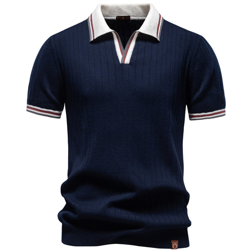 2026 Summer New Cross-Border Foreign Trade Men's Business Casual Color-Block Polo Shirt Short-Sleeve Men's Knit Top