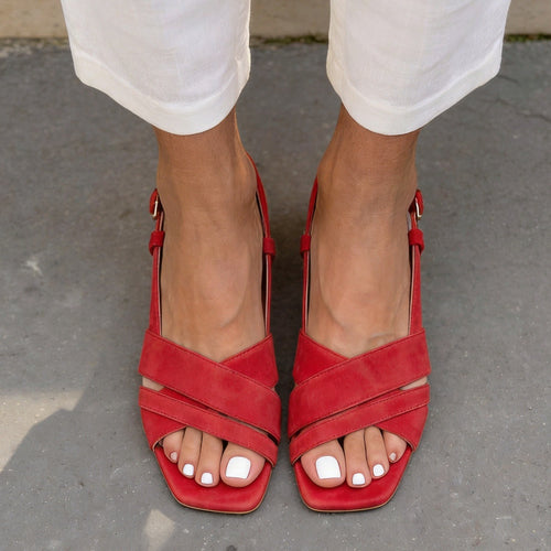 Summer New Velvet Mid-Heel Dress Sandals