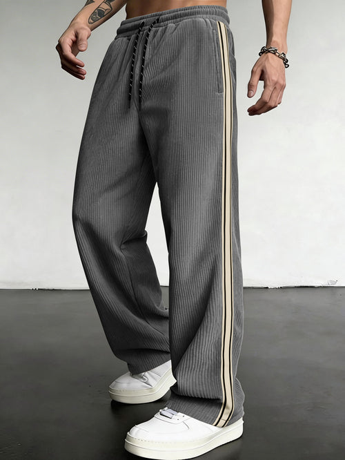 Breathable Drawstring-waist Relaxed-fit Outdoor Casual Straight-leg Trousers