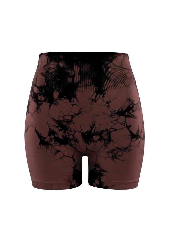 High Waist Seamless Tie Dye Yoga Shorts, Women Stretch Butt Lift Fitness Biker Shorts