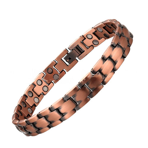 Vintage Solid Red Copper Magnetic Bracelet For Women