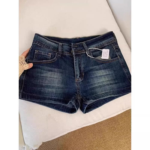 Women's Low-rise Vintage Blue Denim Shorts