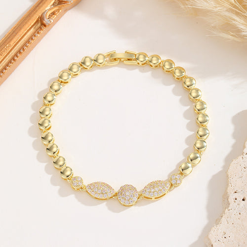 Full-diamond Marquise-cut Zirconia Elegant And Versatile Womens Bracelet In Gold And Silver Tones