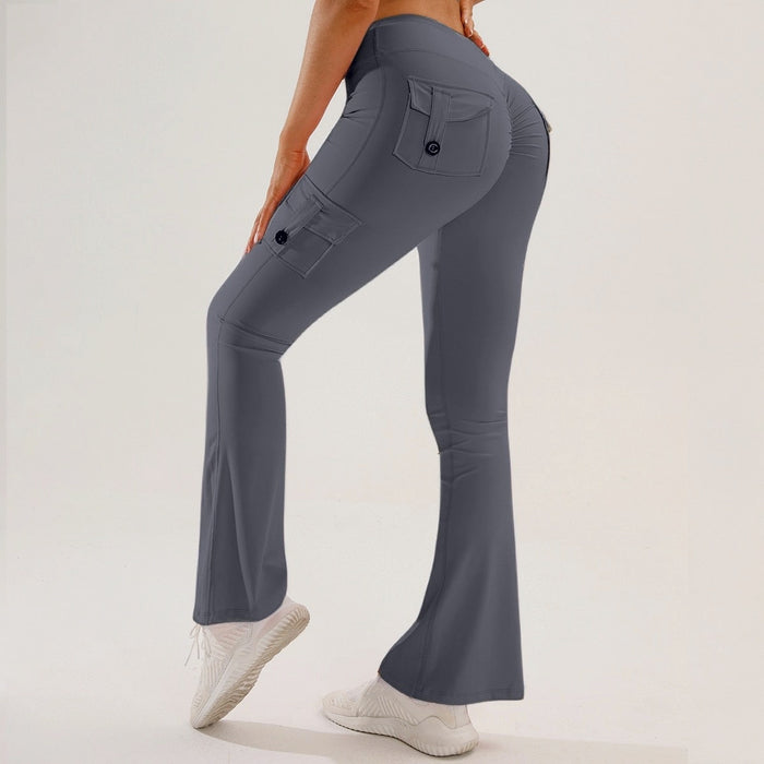 Cross-Border Yoga Tight-Fitting Yoga Pants Outdoor Sports Fitness Multi-Pocket Yoga Long Pants Flared Pants Cargo Pants For Women