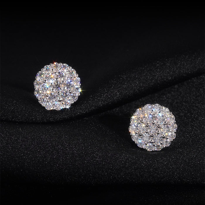 925 Sterling Silver Stud Earrings With D-color Round Moissanite Stones